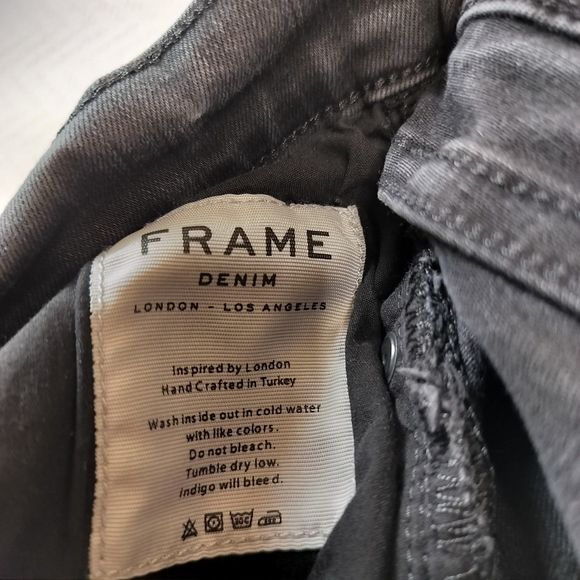 Women's Frame Skinny Jeans Mid-Rise Raw-Edge Step Hem Jeans In Oxshott Size 26 - Picture 8 of 9